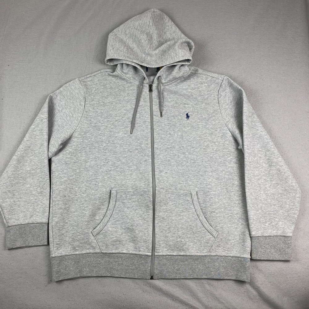 Polo Ralph Lauren Mens Double Knit Full Zip Hoodie XXL 2XL Jacket Gray - Picture 2 of 15